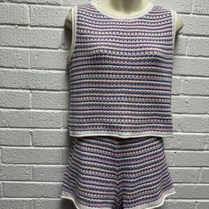 Striped Knit Tank and Shorts Set